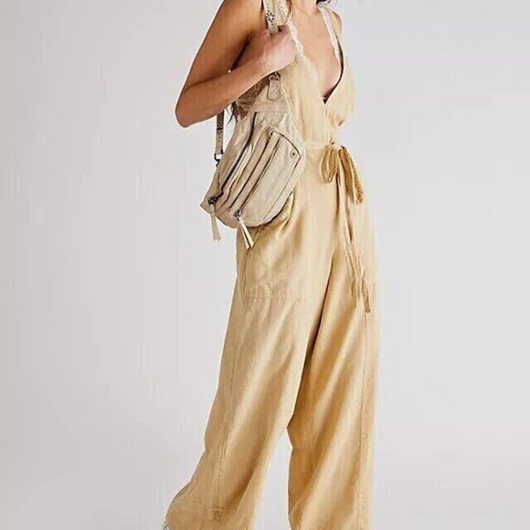 Free People Pretty Simple Utility One-Piece Jumpsuit Dress Wrap Solid XS 270115 - Picture 3 of 10